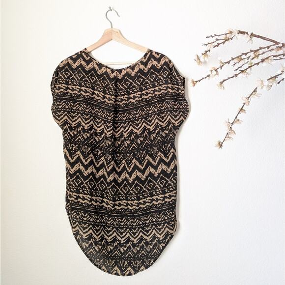 LUSH Loose Fit Sleeveless Aztec Southwestern Print Geometric Pattern Blouse XS - Picture 3 of 7